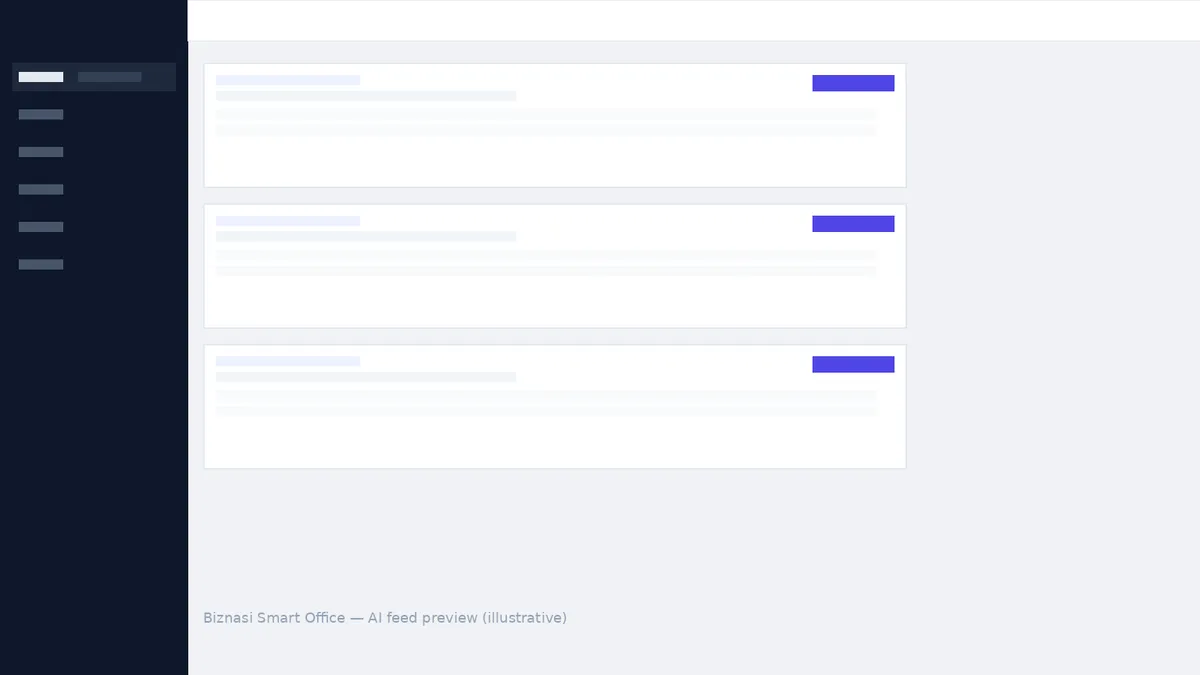 Biznasi Smart Office - AI feed and operations dashboard